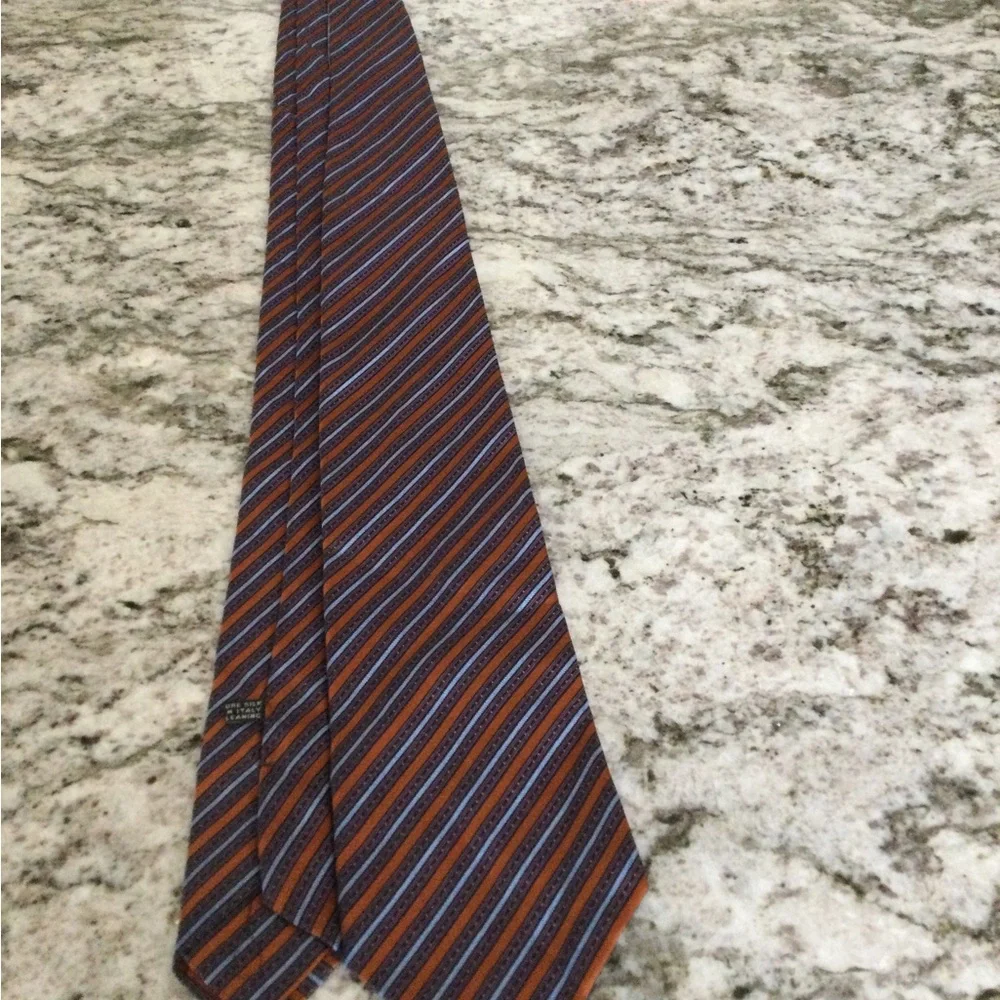 Stefano Ricci Orange and Blue Diagonal Stripe Silk Tie